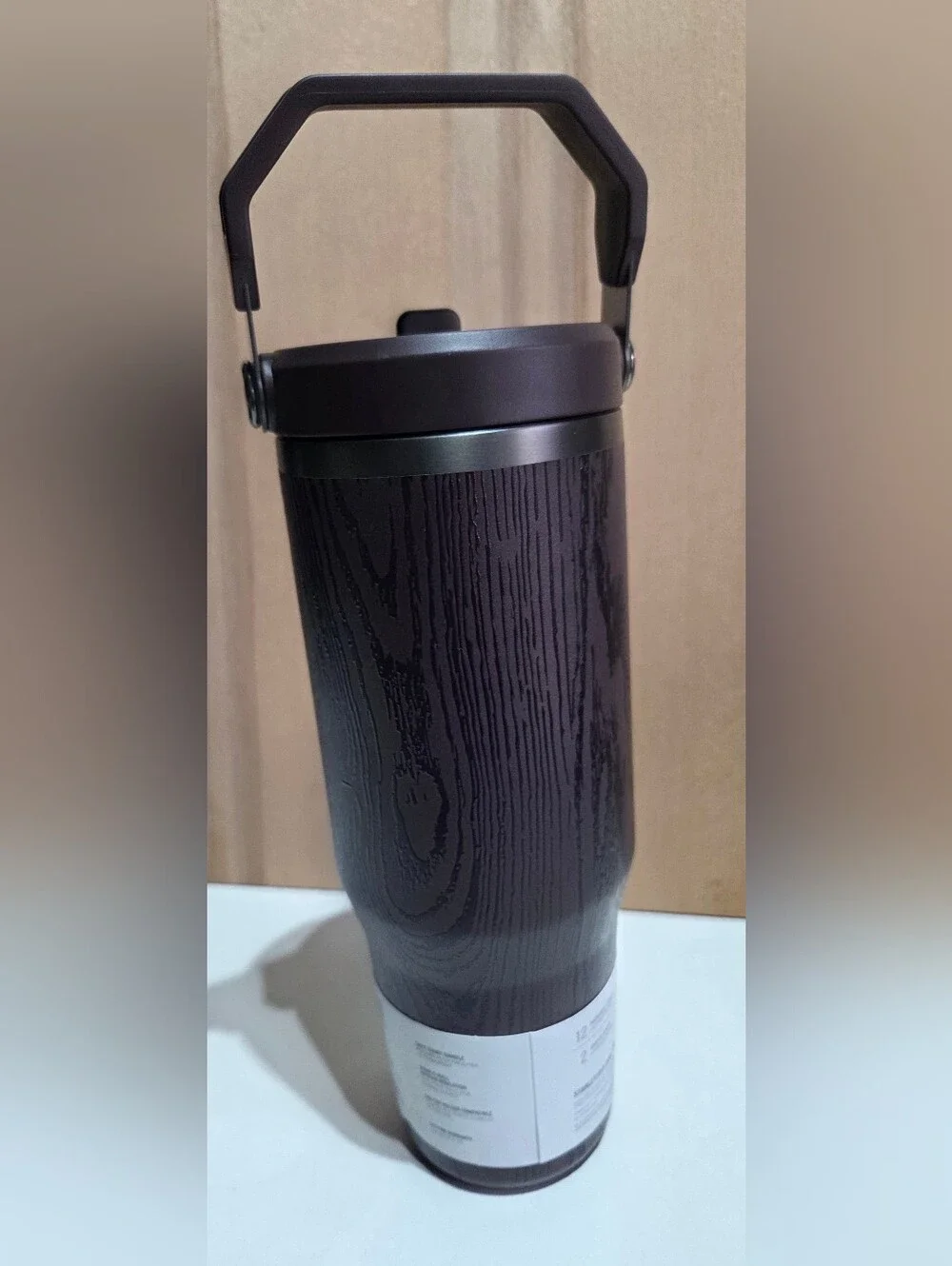 Stanley IceFlow Flip Straw Tumbler 30 oz Woodgrain Black New